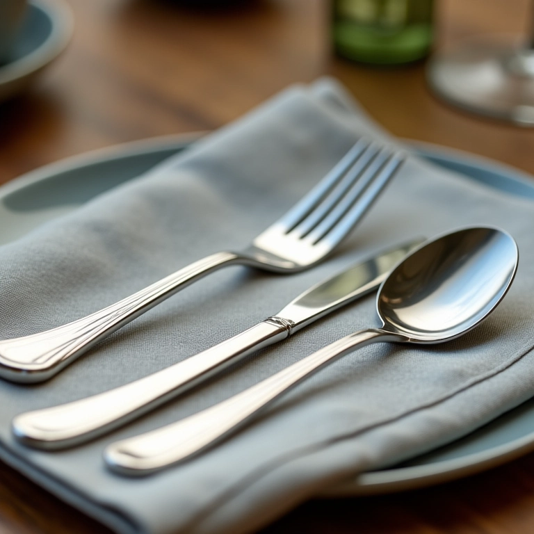 Talheres elegantes organizados em uma mesa posta com detalhes de design brasileiro.