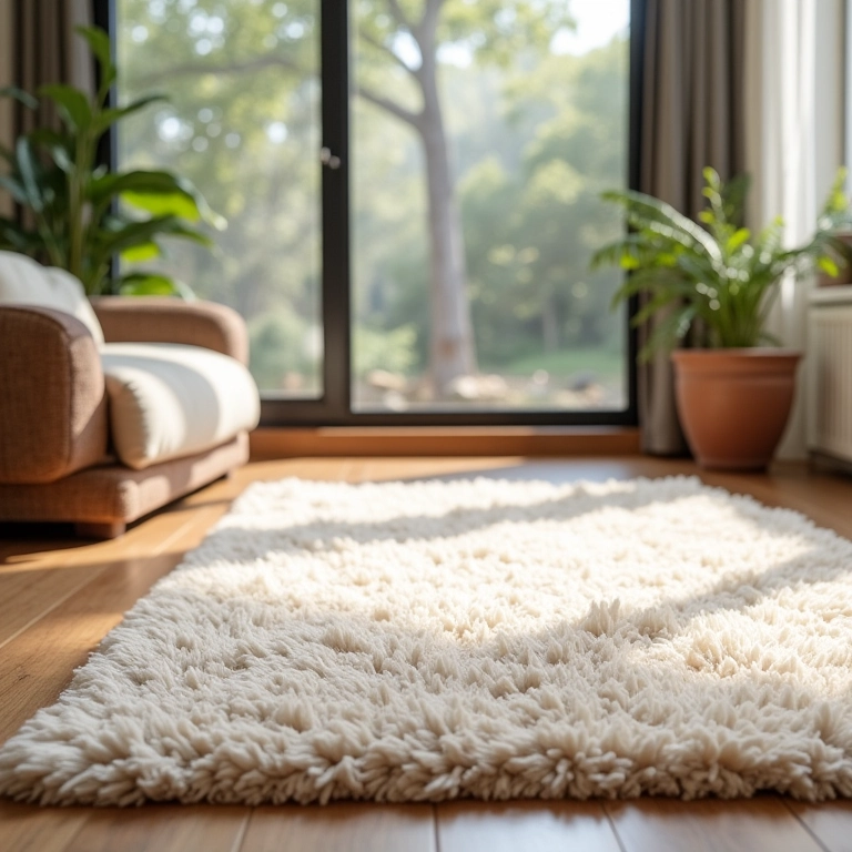 Tapete felpudo em sala de TV, adicionando textura e aconchego.