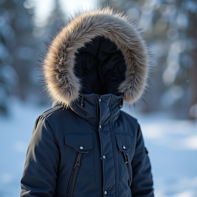 Tecido ideal para parka de inverno: close-up da textura.