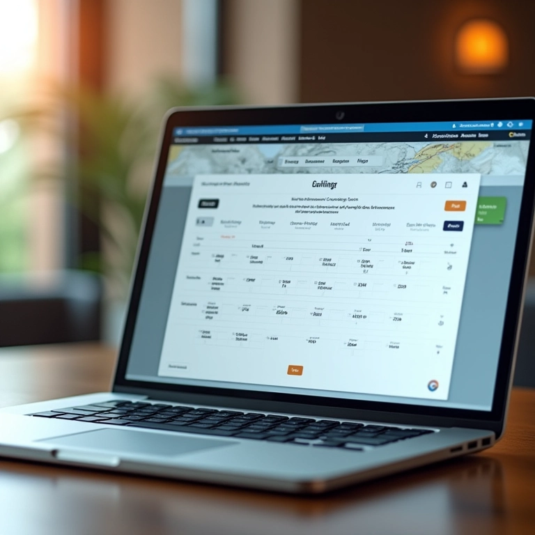 Tela de laptop mostrando reserva de hotel fora de temporada
