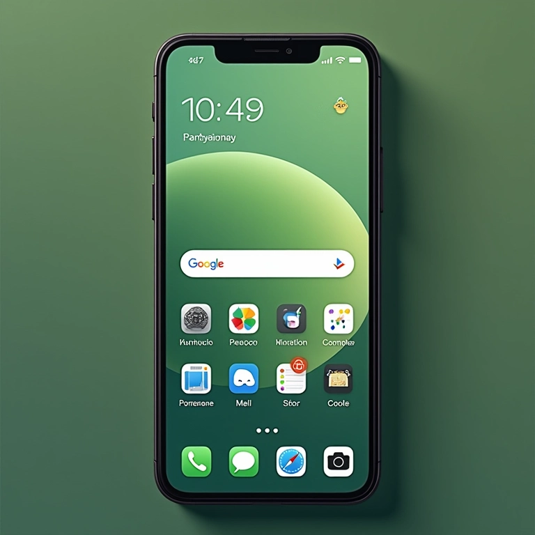 Tela inicial do celular organizada com design minimalista.