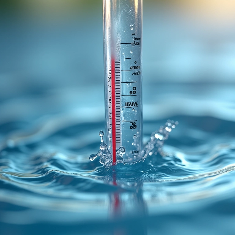 Termômetro medindo a temperatura da água.