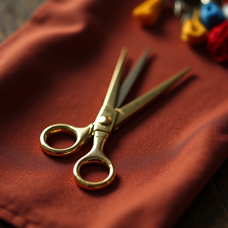 Tesoura pequena para acabamento em bordado ponto cruz.