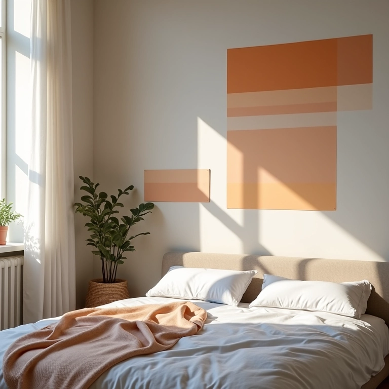 Testando diferentes combinações de cores na parede do quarto.