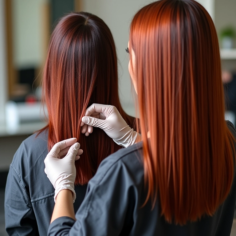 Teste de mecha antes da coloração ruiva.