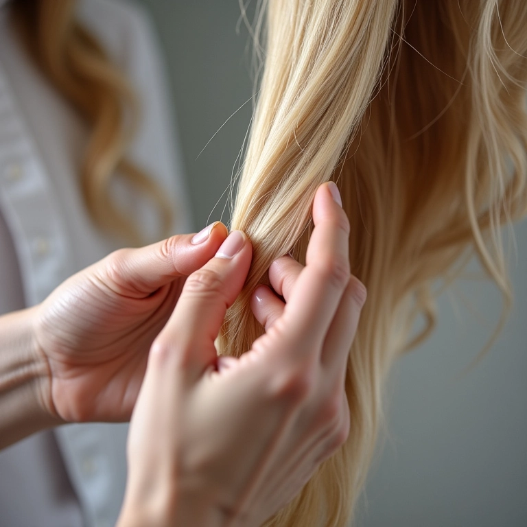 Teste de mecha antes de matizar o cabelo loiro em casa.