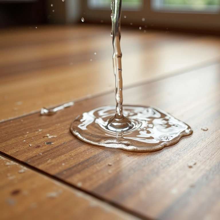 Teste de resistência à água em pisos laminados (inchando) e vinílicos (resistente).