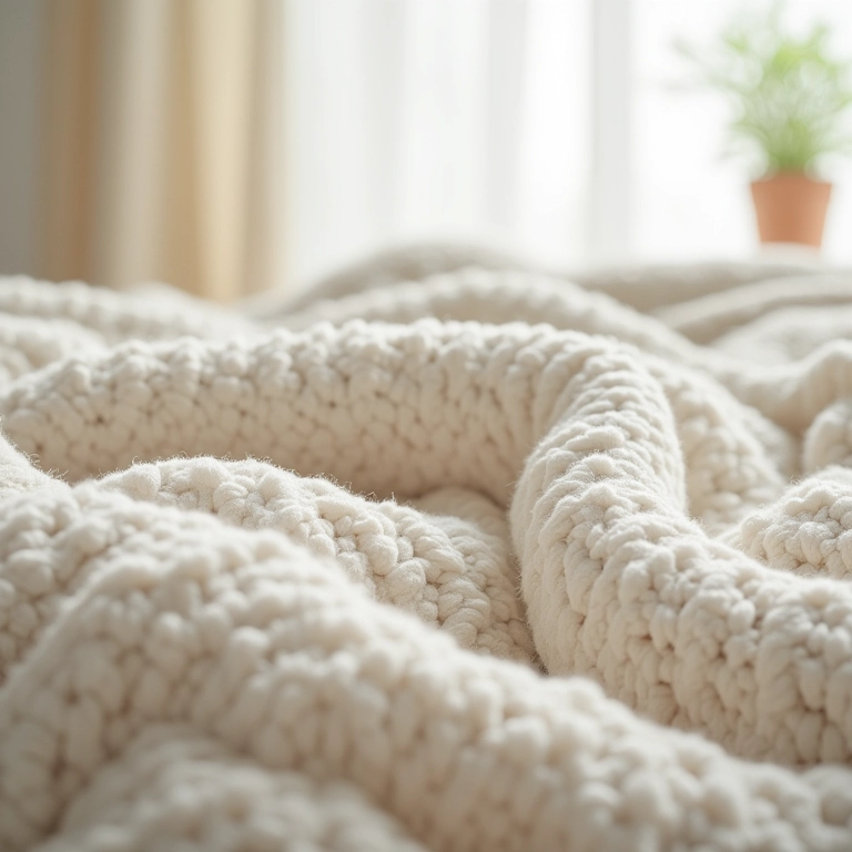 Texturas aconchegantes em um quarto de bebê: manta de tricô, tapete macio.