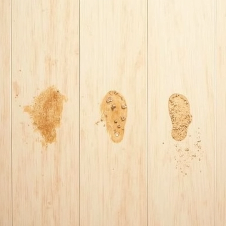 Tipos de encardido em piso laminado: gordura, pegadas e poeira.