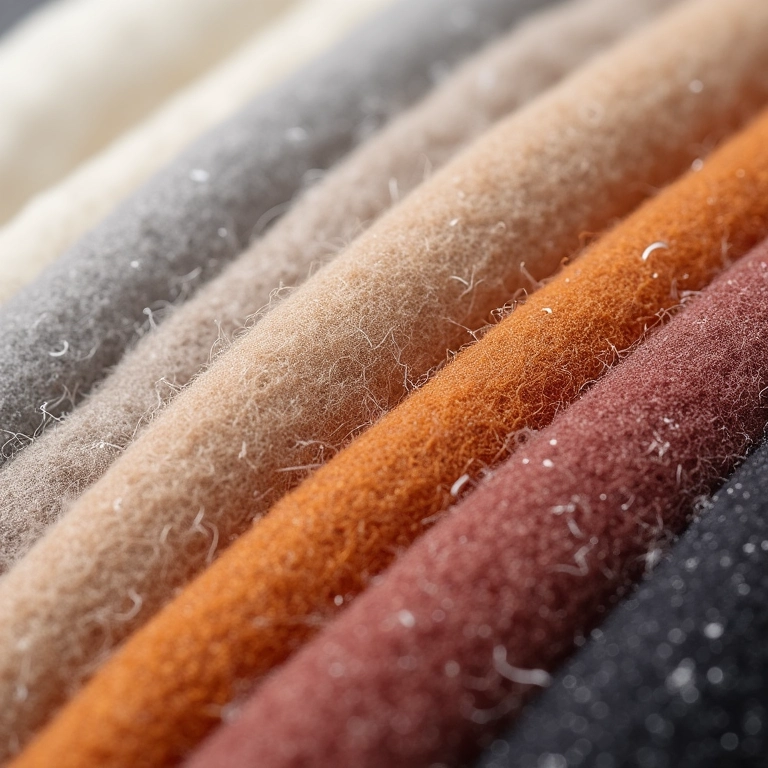 Tipos de feltro para feltro 3D: liso, texturizado, grosso, fino.