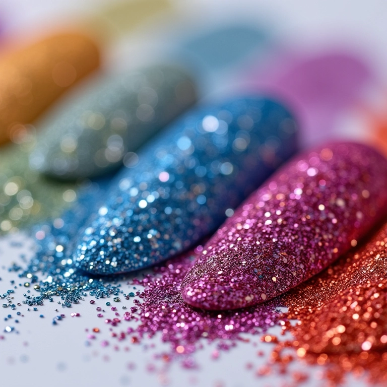 Tipos de glitter para usar nas unhas.