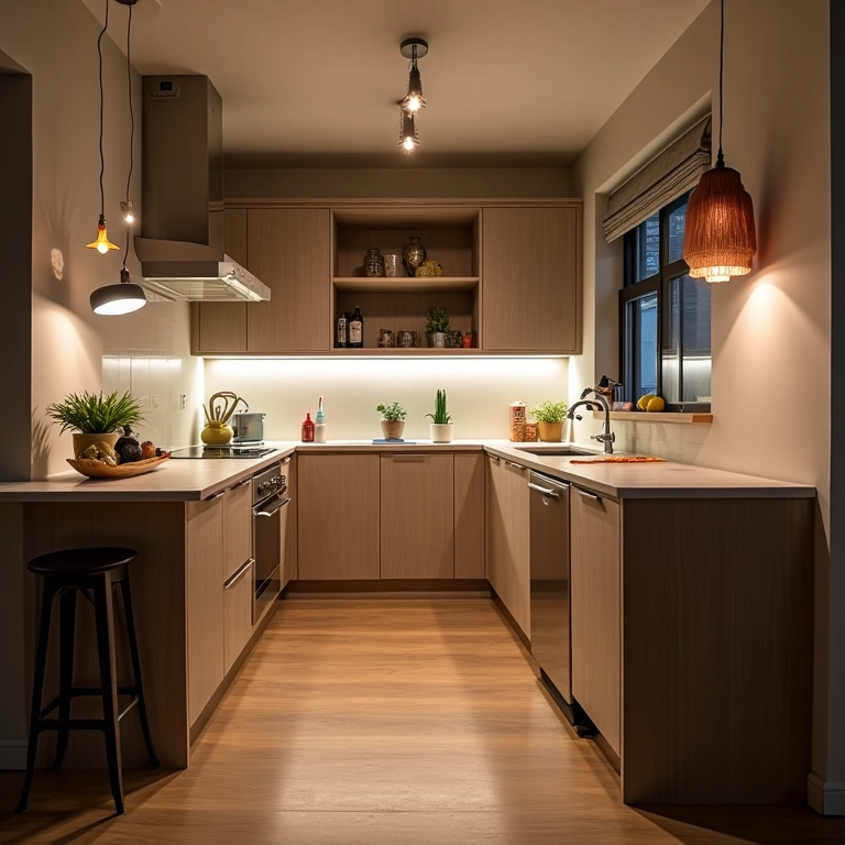 Tipos de luminárias para cozinhas pequenas.