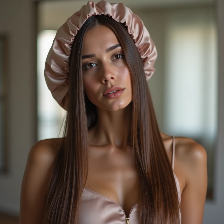 Touca de cetim preserva a escova e a prancha nos cabelos.