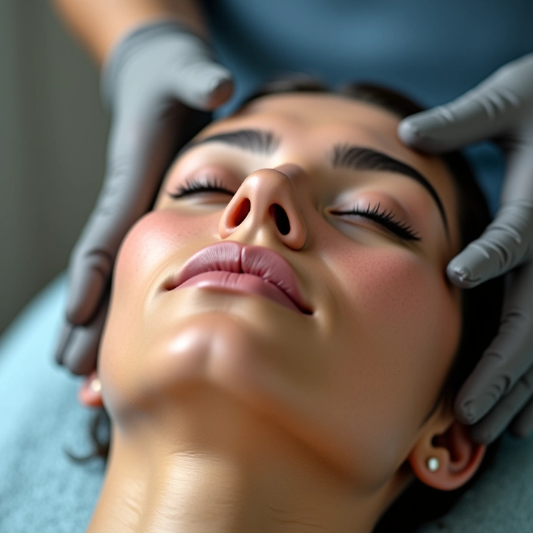 Tratamento facial com microcorrentes para bioestimulação.