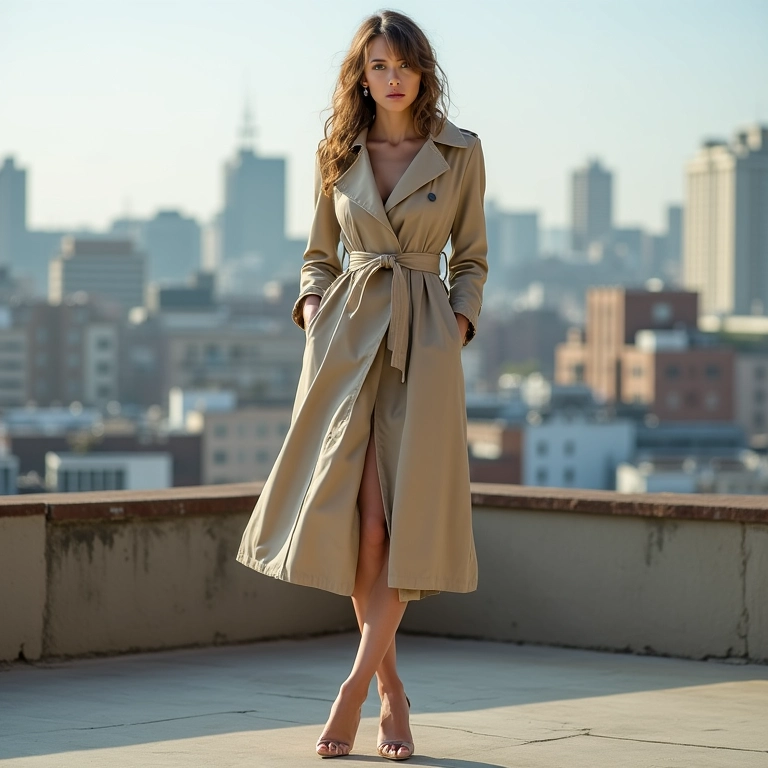 Trench coat como vestido: ousadia e estilo.