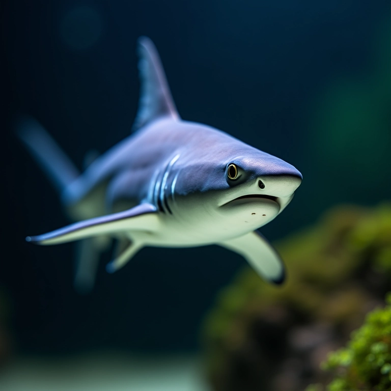 Tubarão de porte pequeno em aquário doméstico bem cuidado.