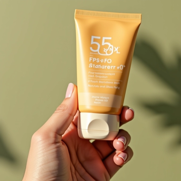 Tubo de protetor solar com FPS 50 e FPUVA 20.