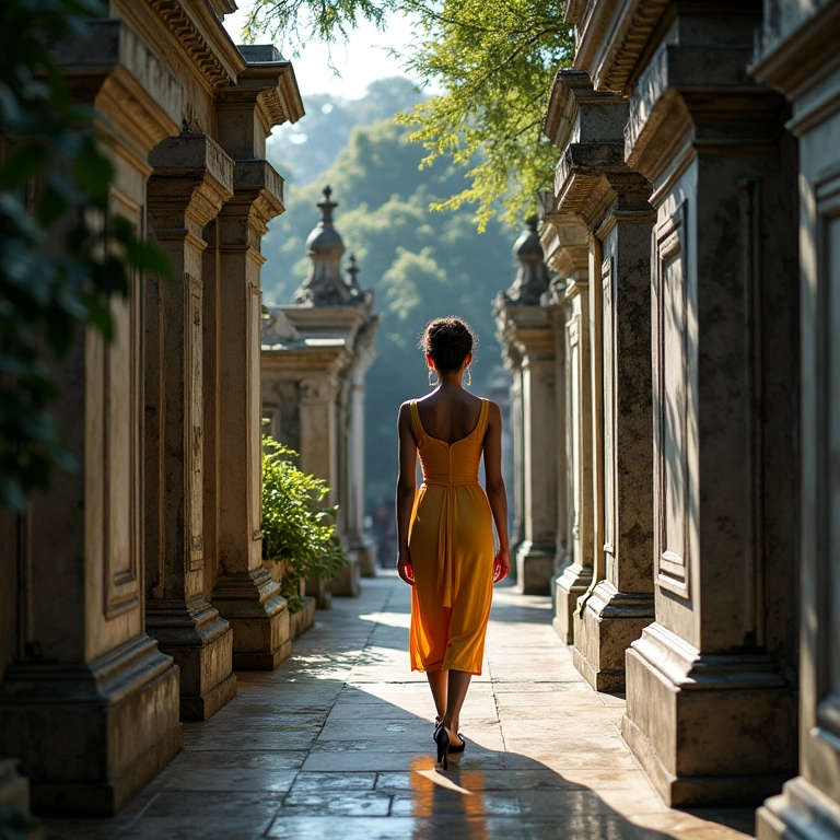 Turista explorando o Cemitério da Recoleta em Buenos Aires.
