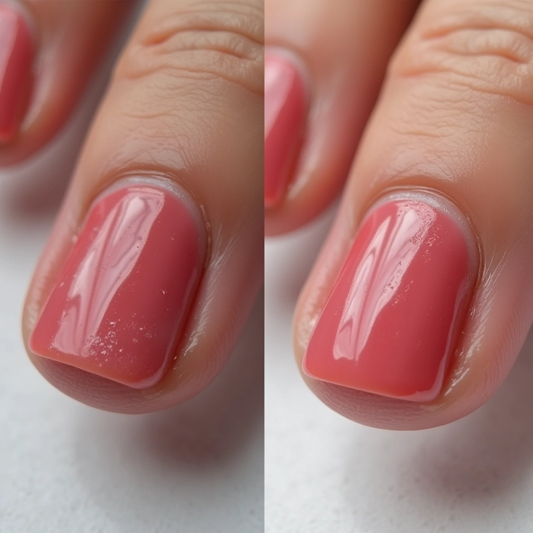 Unhas danificadas após remoção incorreta do esmalte em gel.