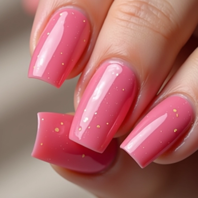 Unhas de gel vibrantes e bem cuidadas com nail art delicada.