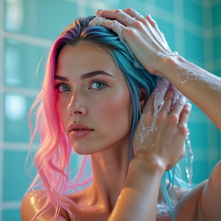 Usando shampoo perolado em cabelo com coloração.