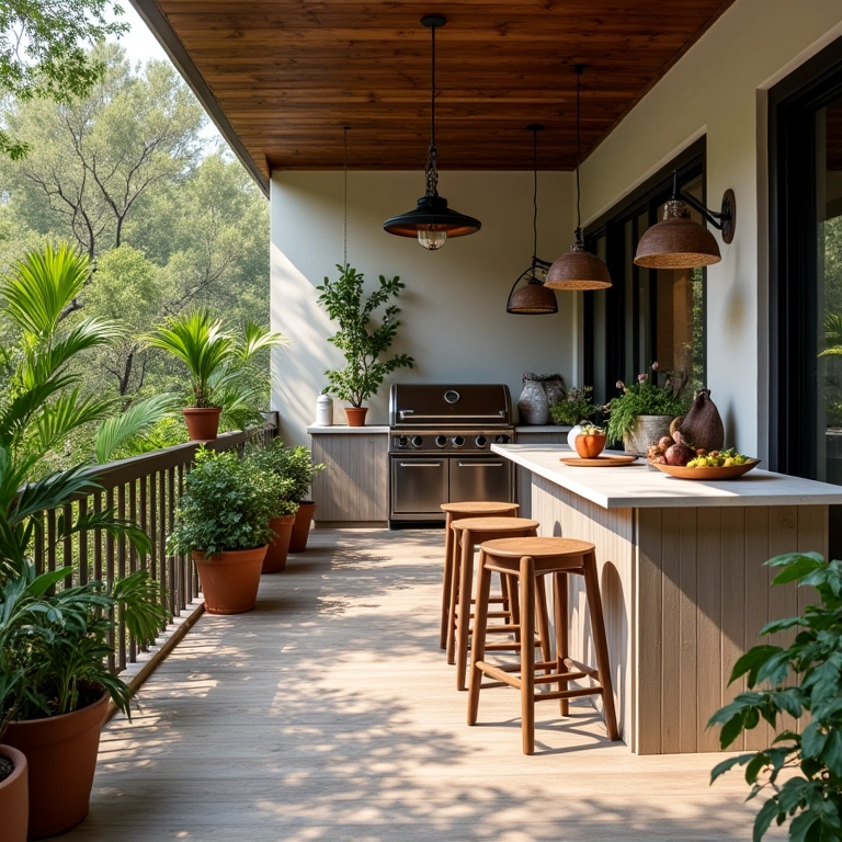 Varanda gourmet com churrasqueira ou grill.