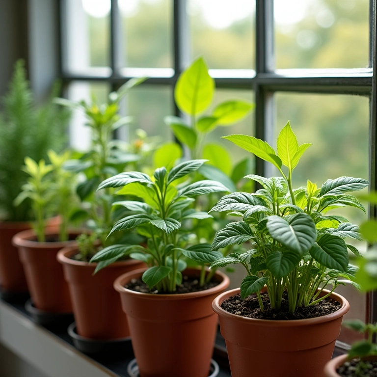 Várias plantas aromáticas fáceis de cultivar em vasos.