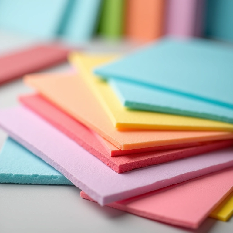 Variedade de marcas de EVA e materiais de artesanato para projetos escolares criativos.