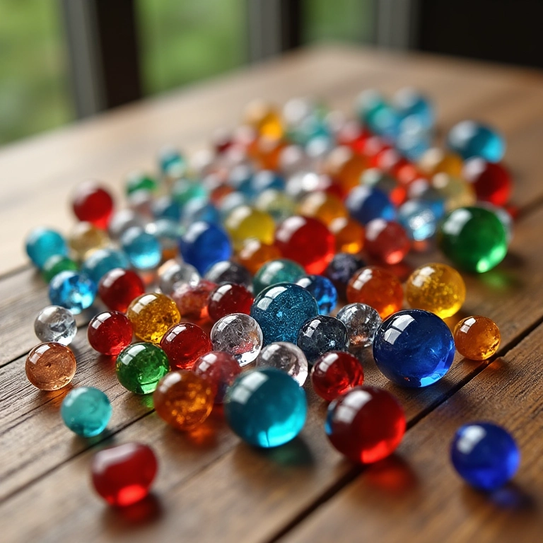 Variedade de miçangas coloridas de diferentes tamanhos e formatos.