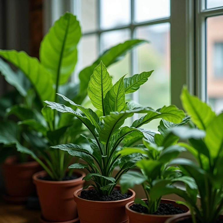 Variedade de plantas adaptadas a ambientes com pouca luz.