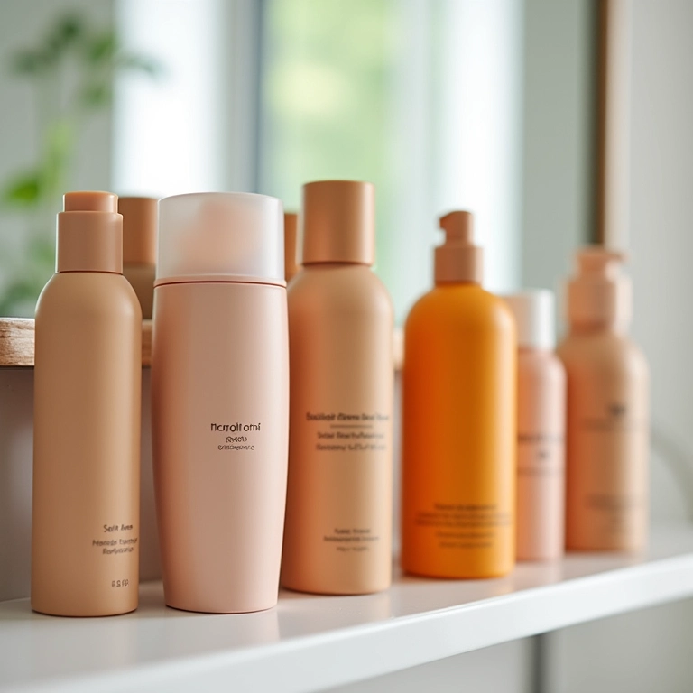 Variedade de produtos autobronzeadores.