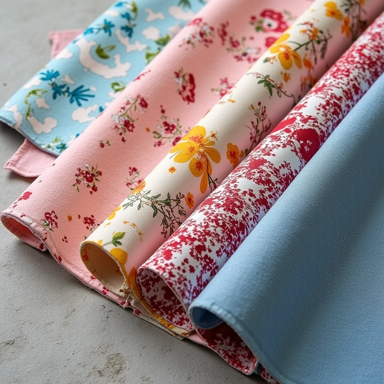 Variedade de tecidos estampados e texturizados prontos para serem utilizados na técnica de patchwork em isopor.