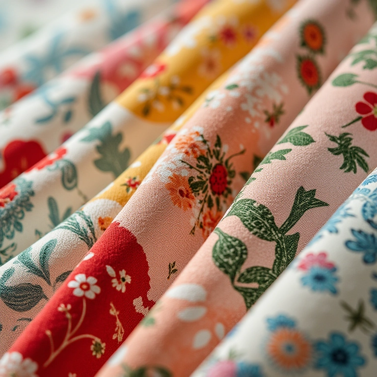 Variedade de tecidos para patchwork japonês: algodão, seda e linho.
