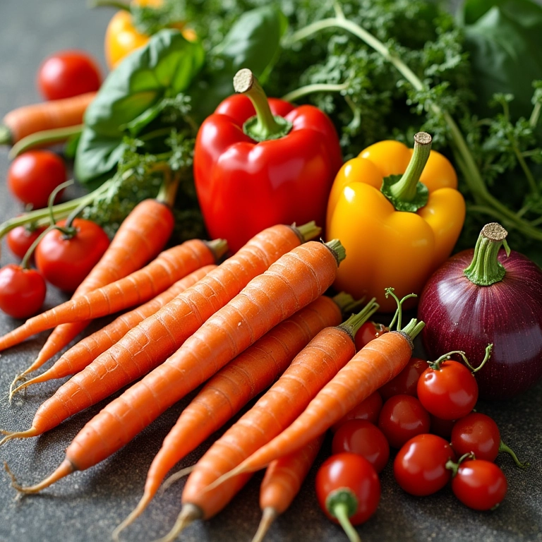 Variedade de vegetais coloridos: nutrição completa para a pele.