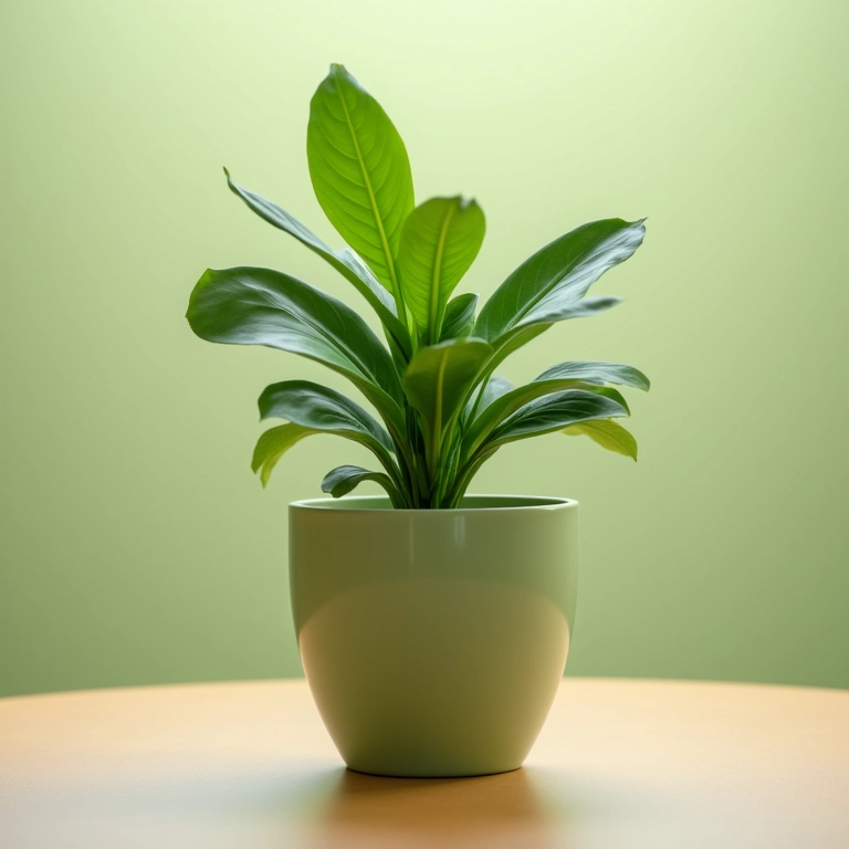 Vaso autoirrigável com planta vibrante e saudável.