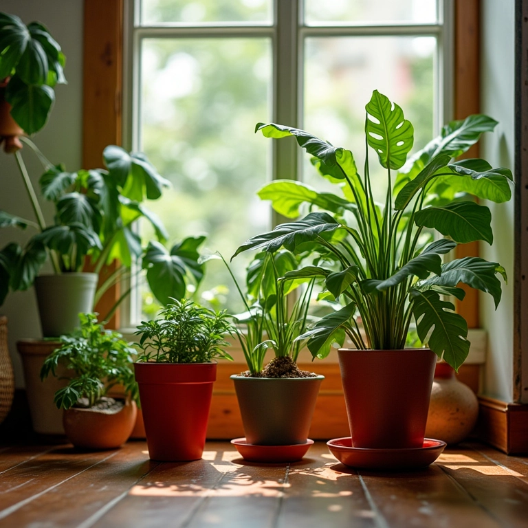 Vasos de plantas decorativos combinando com a decoração de um apartamento.