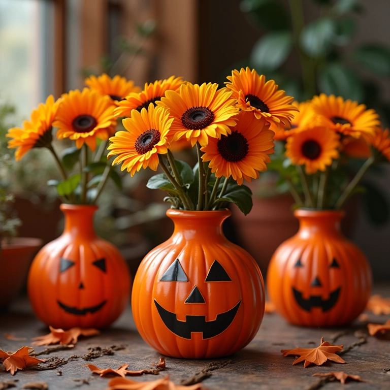 Vasos decorados com tema de Halloween, estilo Farm Rio.