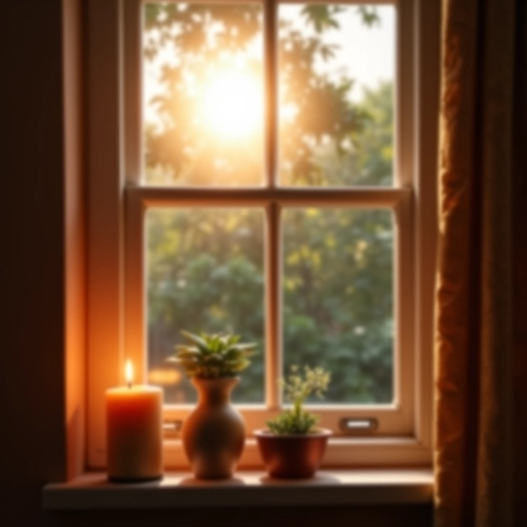 Vela acesa perto de janela aberta com corrente de ar.