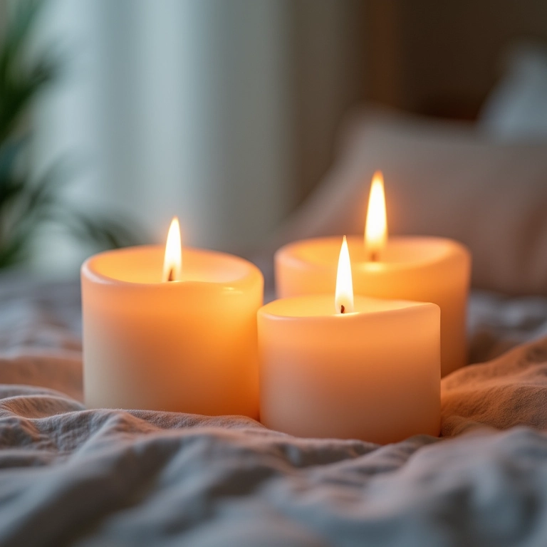Velas aromáticas acesas em um quarto relaxante.