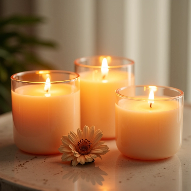 Velas aromáticas com fragrâncias relaxantes, bem-estar e tradição.