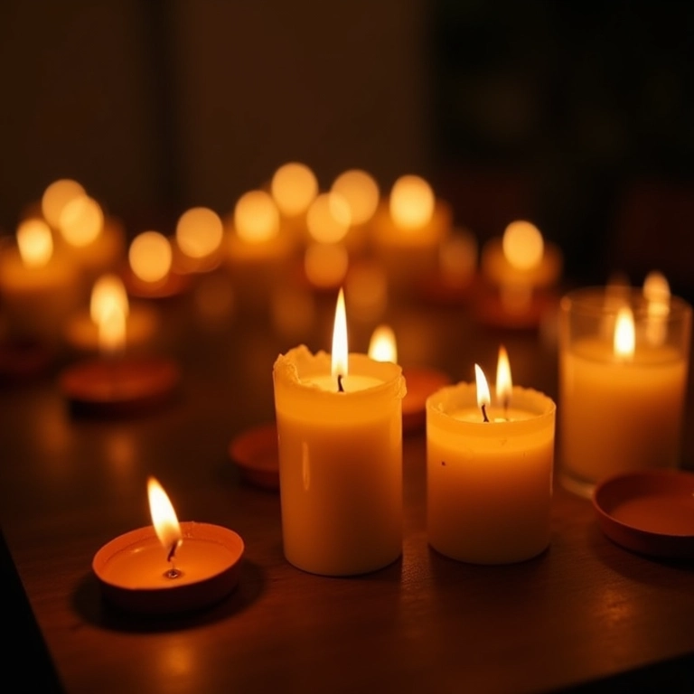 Velas e iluminação aconchegante que criam um ambiente intimista e acolhedor na festa.