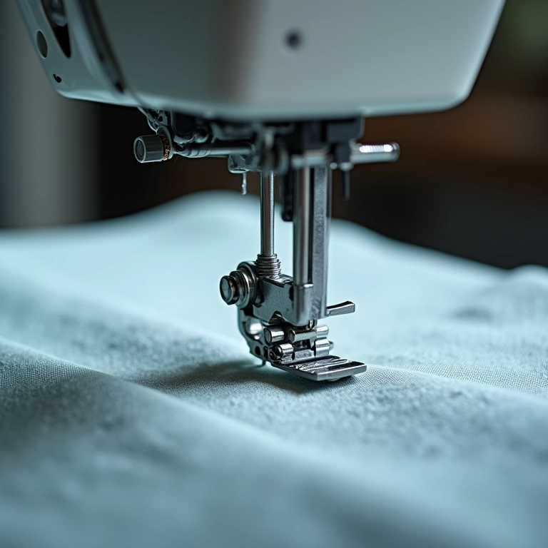 Verificação dos dentes de transporte da máquina de costura.