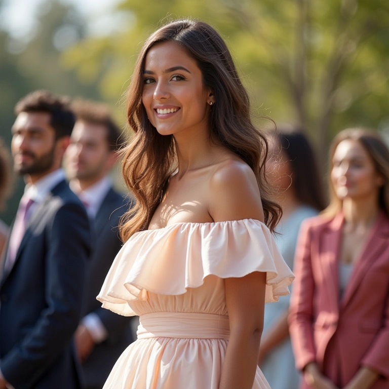 Vestido com babados moderno e divertido para noiva.