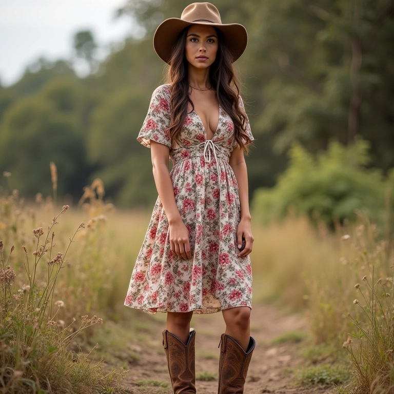 Vestido floral com bota country: look romântico para o São João.