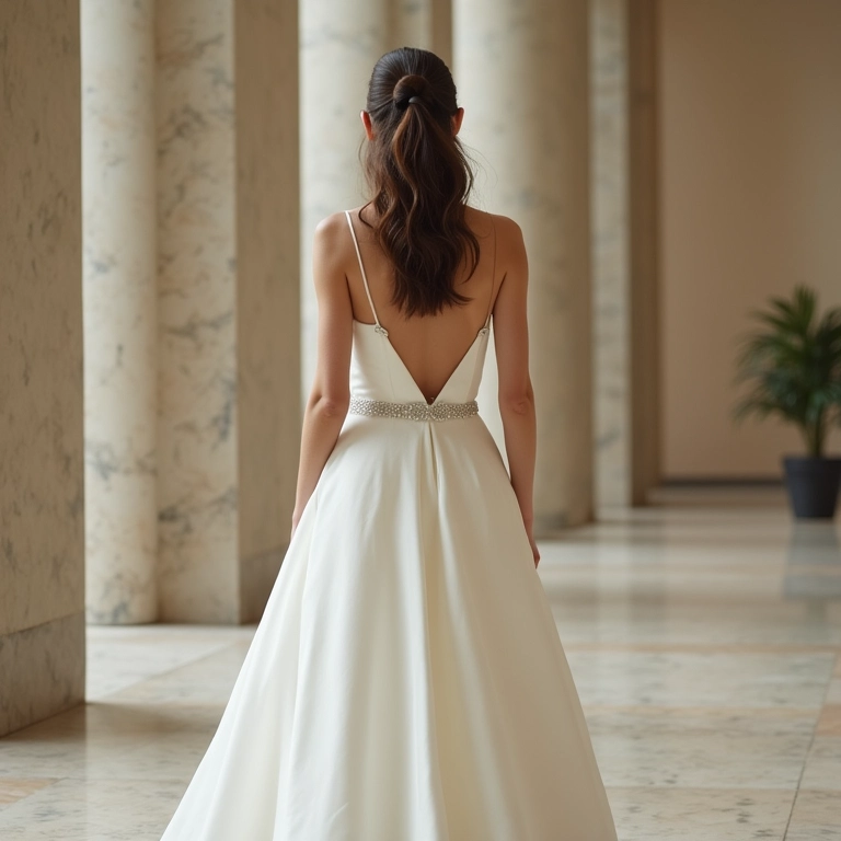 Vestido minimalista elegante para casamento civil.