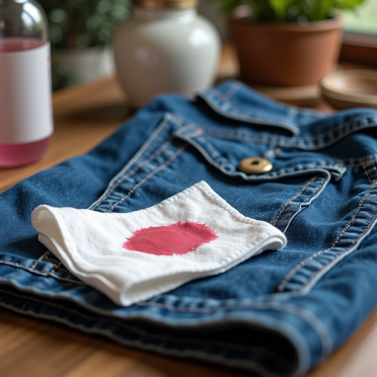 Vinagre branco sendo usado para tirar mancha de batom.