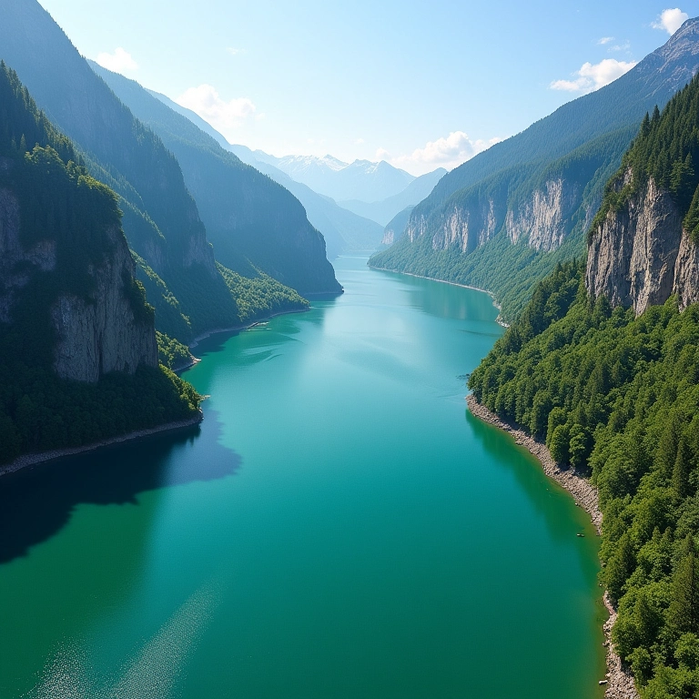 Vista aérea do Lago Brienz com água verde esmeralda.