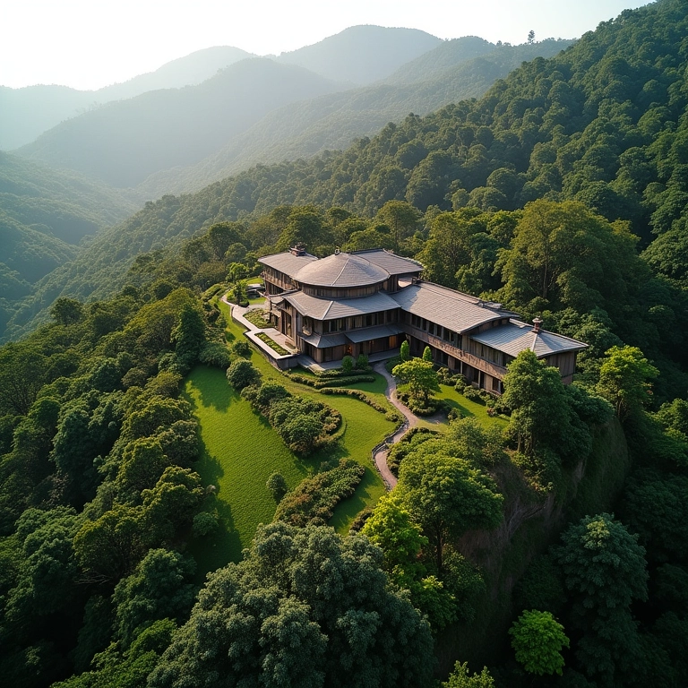 Vista aérea do Six Senses Botanique em Campos do Jordão, São Paulo, localizado nas montanhas.
