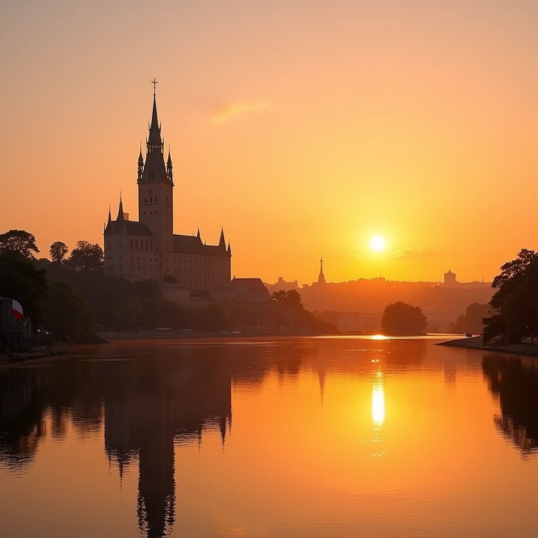 Vista deslumbrante do Castelo de Wawel em Cracóvia ao pôr do sol.