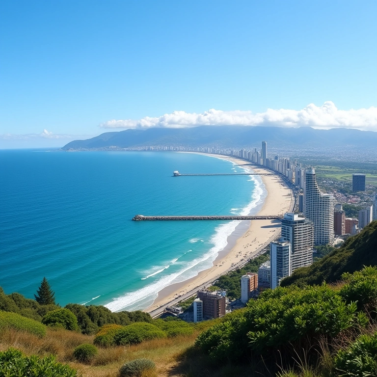 Vista panorâmica da costa de Punta del Este, mostrando o glamour e a natureza da região.
